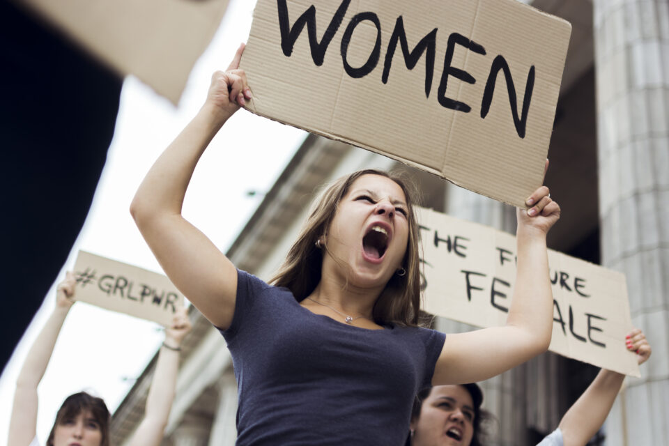 group woman marching